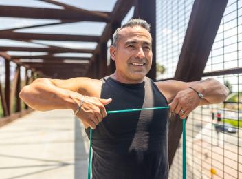 man stretching