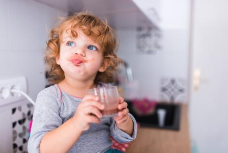 toddler with shake