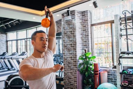 man with kettlebell