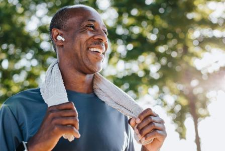man smiling after workout