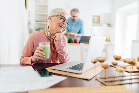 woman drinking beverage
