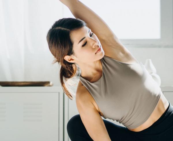 asian woman stretching