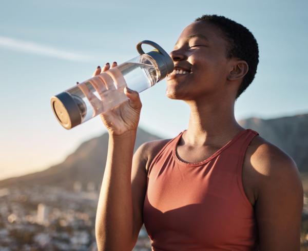 woman drinking water