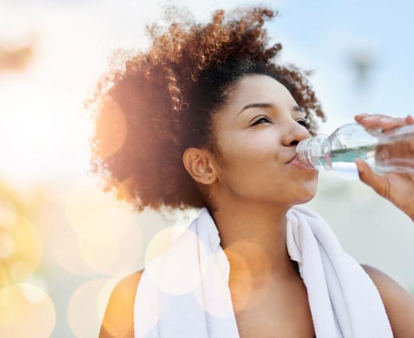 woman drinking water