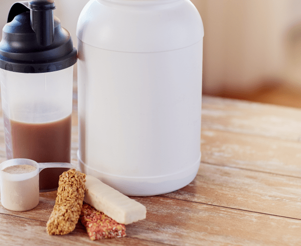 protein drinks, bars and powder