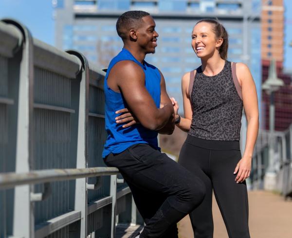 man and woman working out