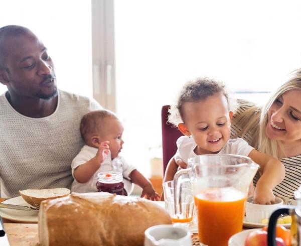 family eating breakfast