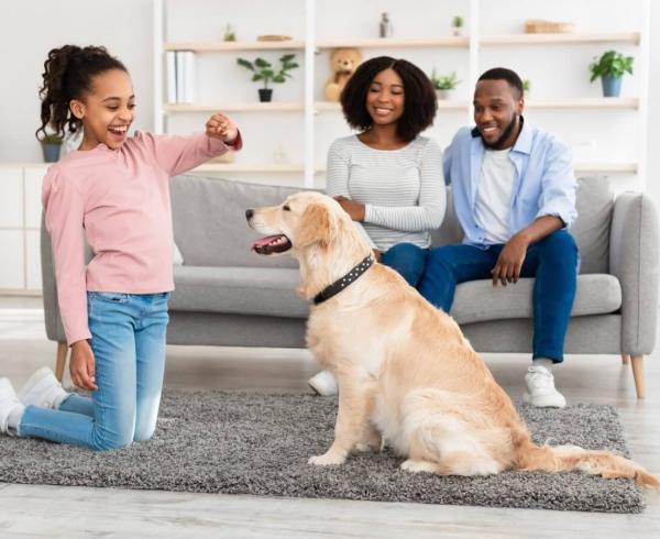 family with a dog