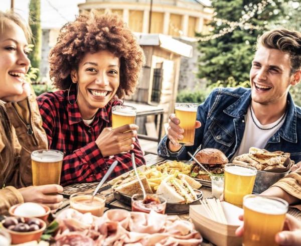 group of people eating at table