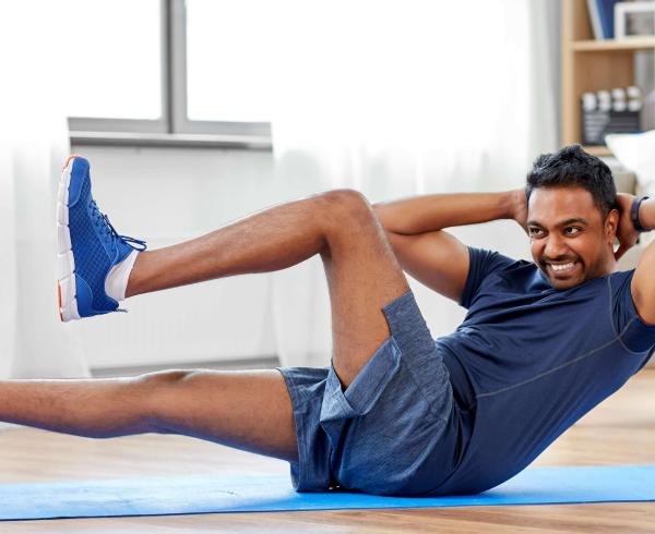 man working out at home