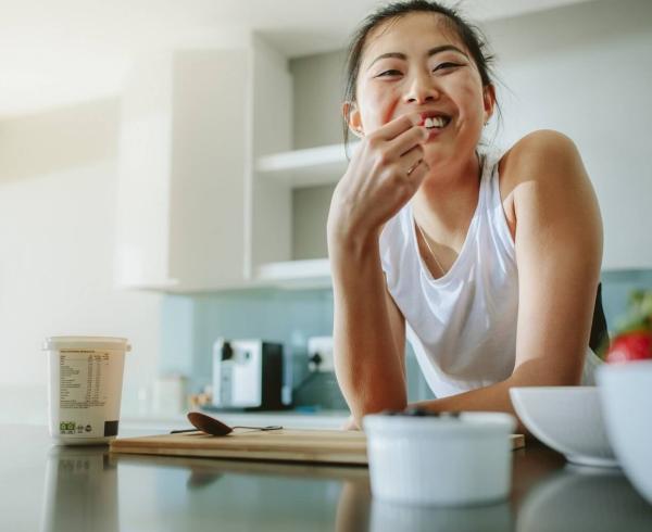 woman eating snack