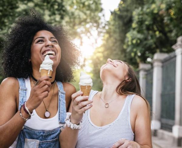 two girls eating ice cream