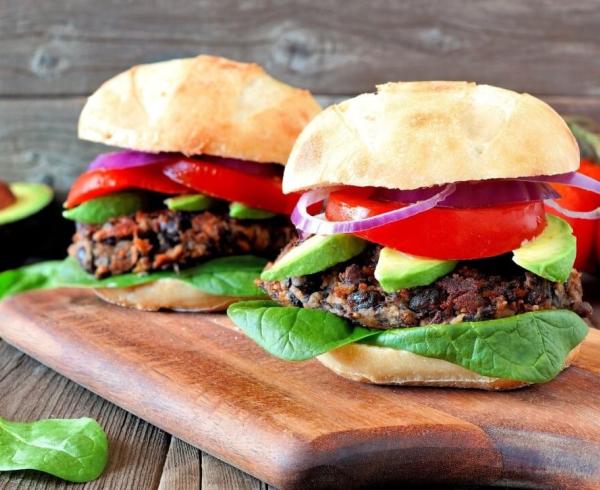 two meatless meat sliders on serving dish