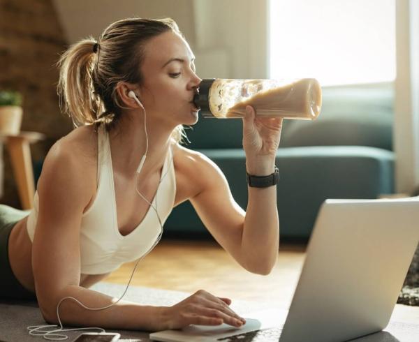 woman drinking shake