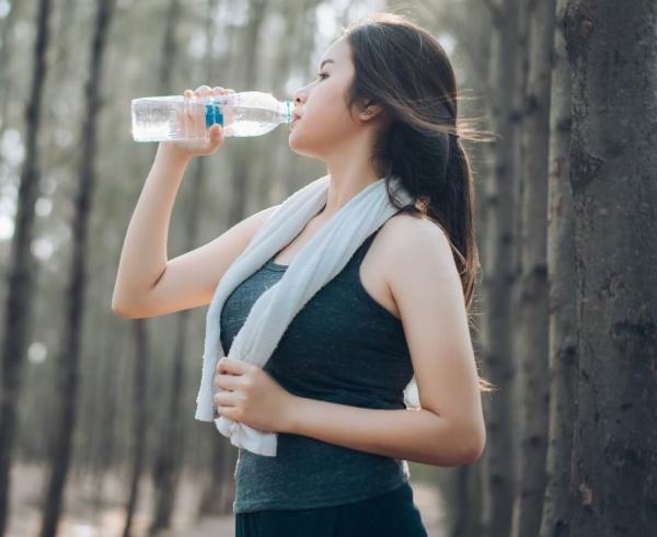 woman drinking water