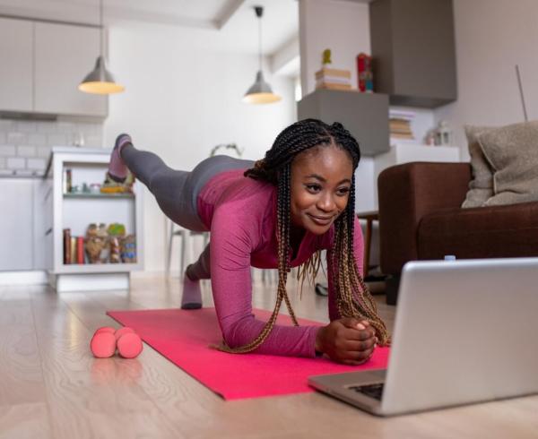 woman doing home workout