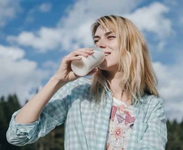 woman drinking milk