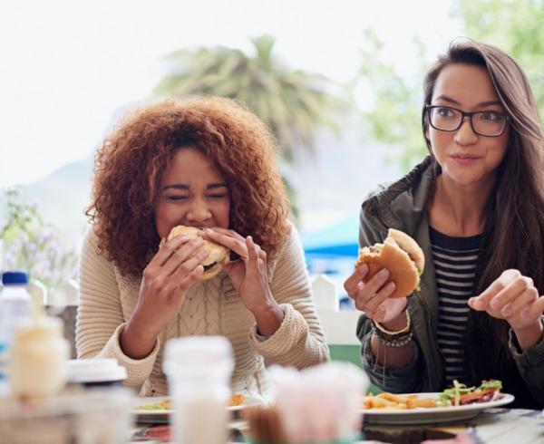 woman eating sandwich