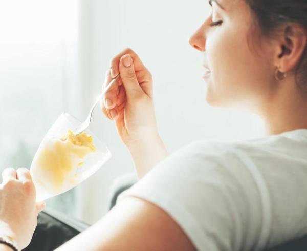 woman eating snack